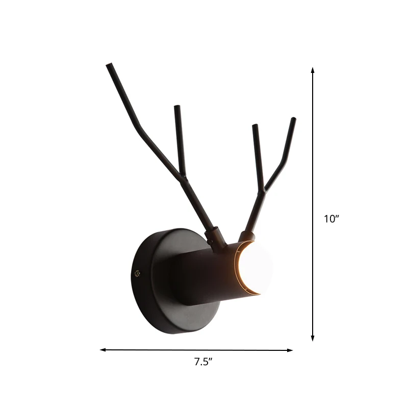1 lichtmetalen wandlamp Klassieke zwarte zichtbare lamp voor binnen, schanslamp met elandenontwerp Clearhalo