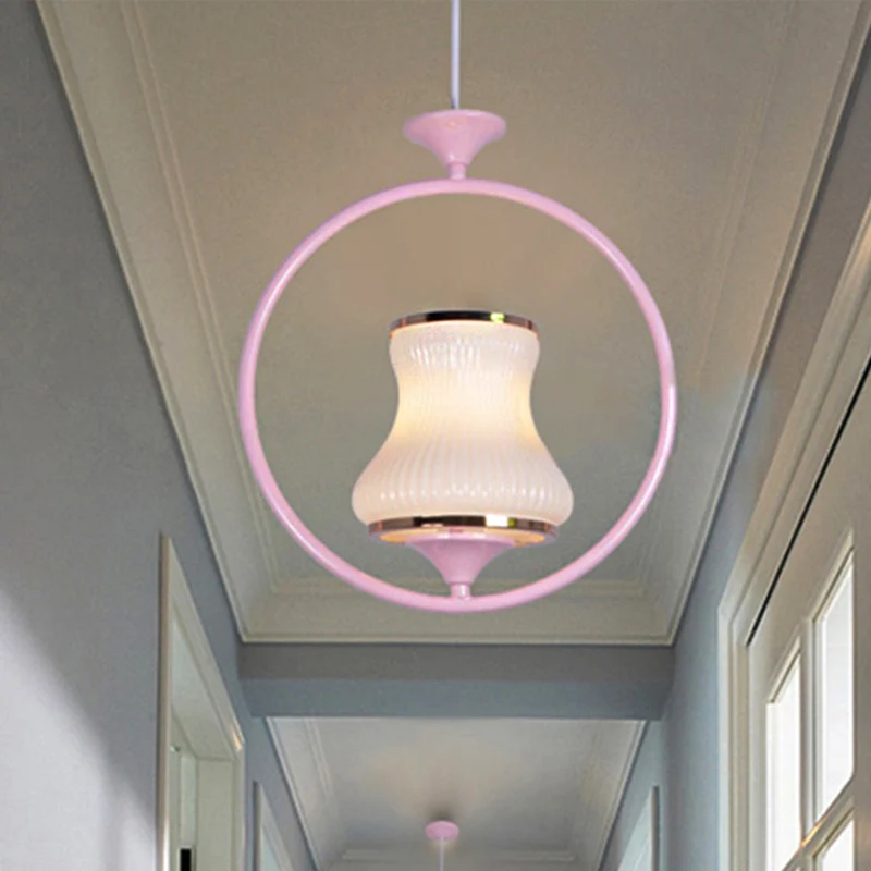 1 Light Cup Shade Plafondhanglamp Klassiek Zwart/Wit/Roze Metalen Hanglamp voor Gang Clearhalo