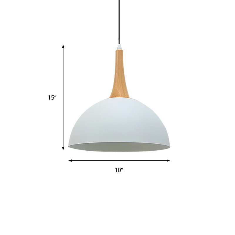 1 Light Dome Hanglamp Zwart/Wit Moderne Stijlvolle Metalen Hanglamp voor Vergaderruimtemarkt Clearhalo