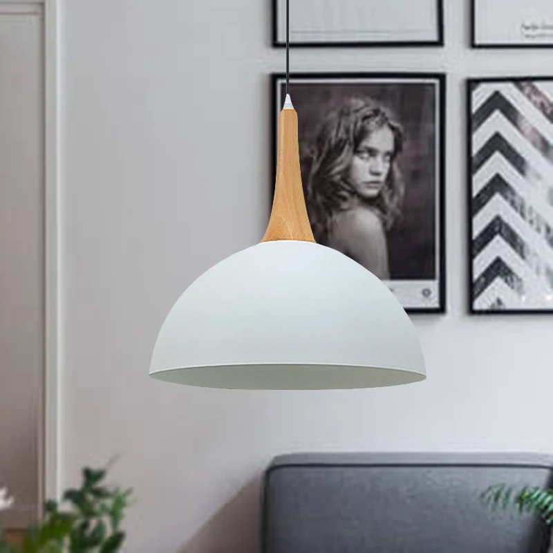1 Light Dome Hanglamp Zwart/Wit Moderne Stijlvolle Metalen Hanglamp voor Vergaderruimtemarkt Clearhalo