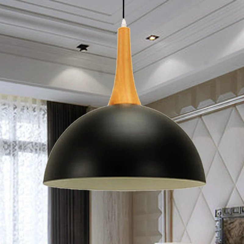 1 Light Dome Hanglamp Zwart/Wit Moderne Stijlvolle Metalen Hanglamp voor Vergaderruimtemarkt Clearhalo