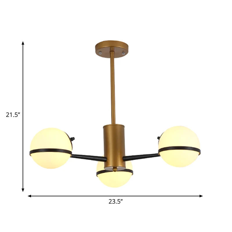 3/6 Light Orb Shade Kroonluchter Verlichting Post Moderne witte glazen plafondhanglamp goud Clearhalo