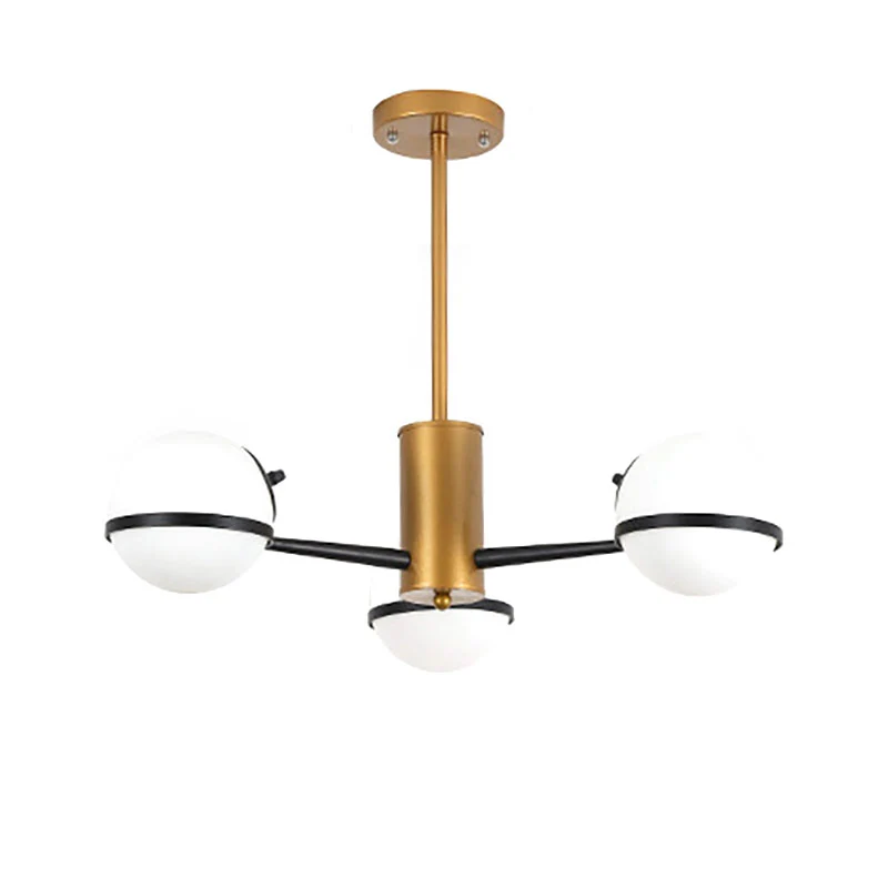 3/6 Light Orb Shade Kroonluchter Verlichting Post Moderne witte glazen plafondhanglamp goud Clearhalo