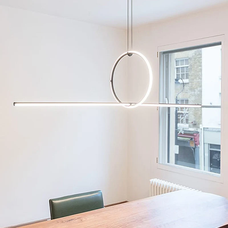 Lijnenvorm Hangende hanglamp Eigentijds metalen LED-kantoor hangende verlichtingsarmatuur zwart Clearhalo