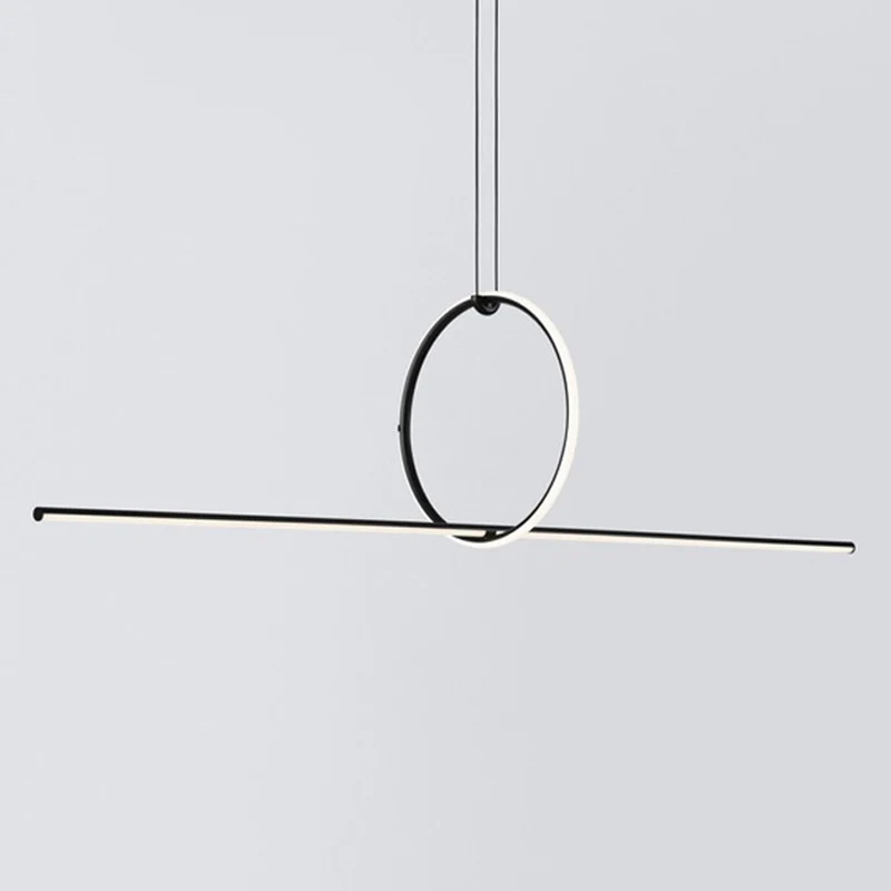 Lijnenvorm Hangende hanglamp Eigentijds metalen LED-kantoor hangende verlichtingsarmatuur zwart Clearhalo