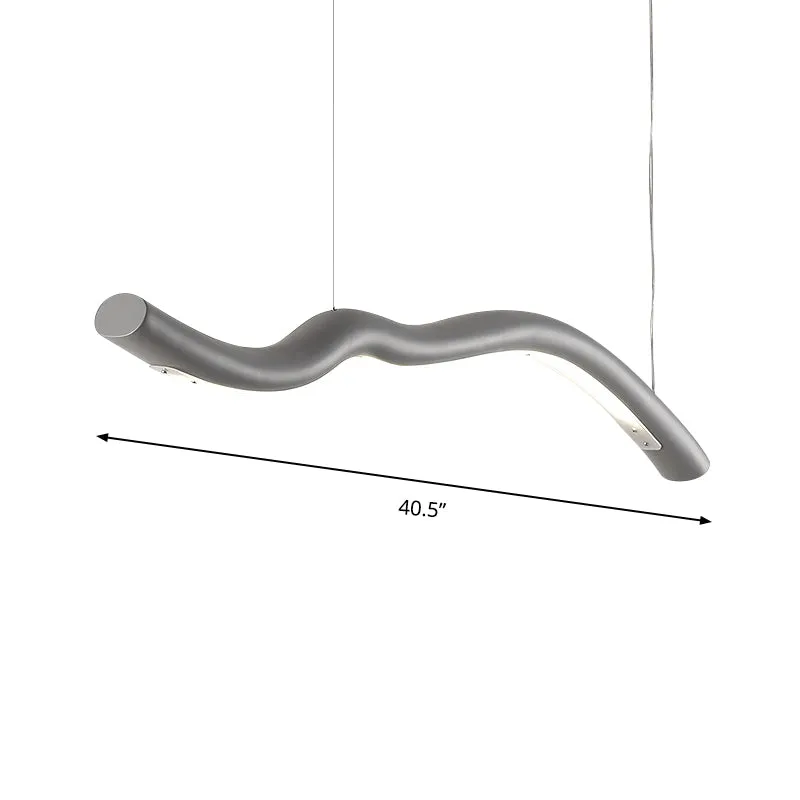 Lineaire gebogen hanglamp Metaal Eenvoudige stijl Geïntegreerde LED-hanglamp grijs/wit voor eetkamer Clearhalo