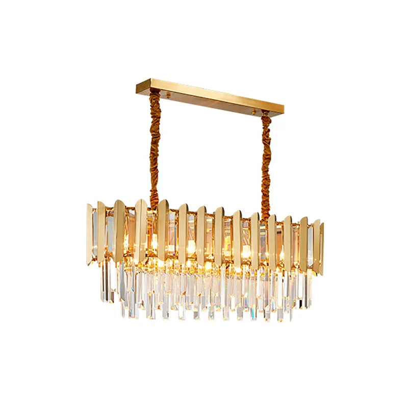 Lineaire hanglamp vintagestijl, metalen multi-lichte kroonluchter, hanglamp met gefacetteerd kristal messing afwerking Cle...