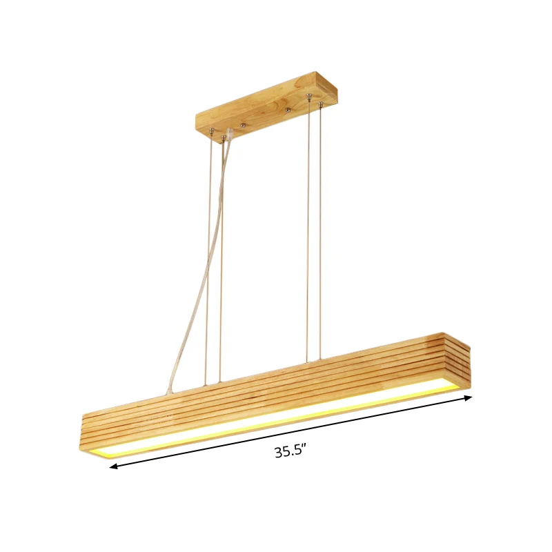 Lineaire hanglampenset eigentijds hout LED beige kroonluchterlicht wit/natuurlijk licht Clearhalo
