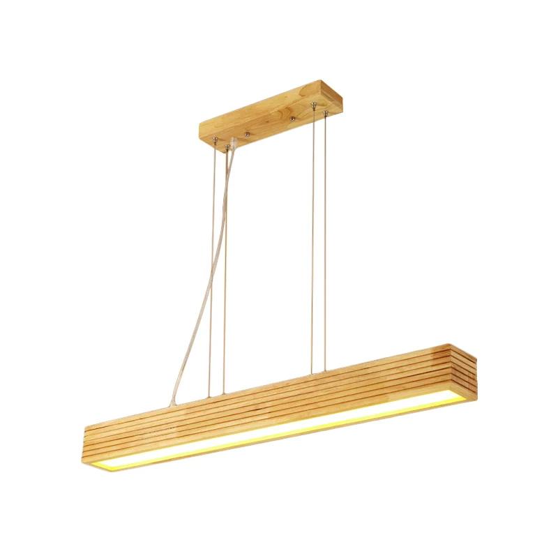 Lineaire hanglampenset eigentijds hout LED beige kroonluchterlicht wit/natuurlijk licht Clearhalo
