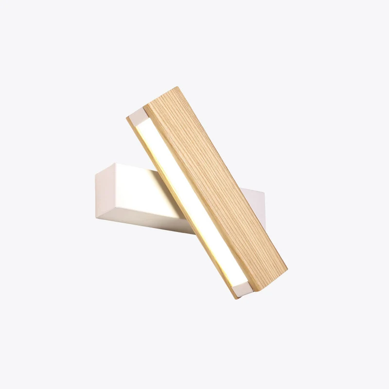 Lineaire leeswandlamp Moderne houten draaibare LED-slaapkamer Schansverlichtingsarmatuur Clearhalo