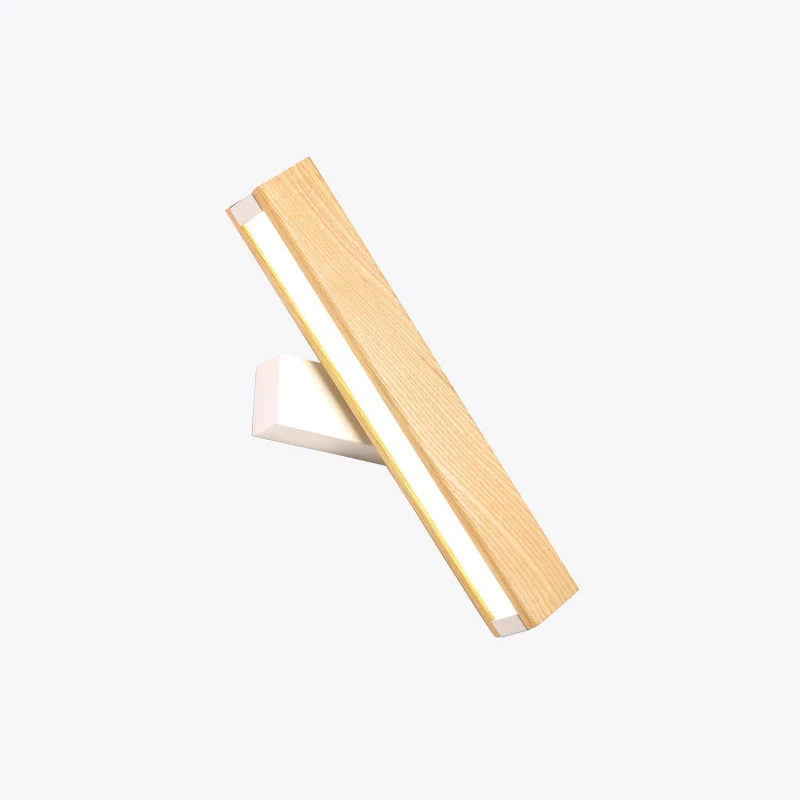 Lineaire leeswandlamp Moderne houten draaibare LED-slaapkamer Schansverlichtingsarmatuur Clearhalo