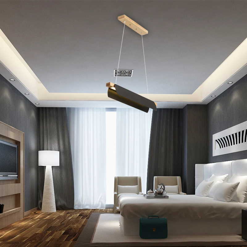 Lineaire metalen kroonluchterlamp modernistisch led 27,5"/39" breed wit/zwart hangend plafondlicht, derde versnelling Clea...