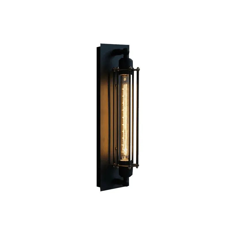 Lineaire plafondmontagelamp met kooikap, retrostijl, zwart metallic, inbouwplafondlamp Clearhalo