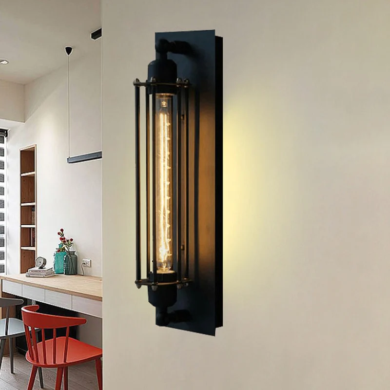 Lineaire plafondmontagelamp met kooikap, retrostijl, zwart metallic, inbouwplafondlamp Clearhalo