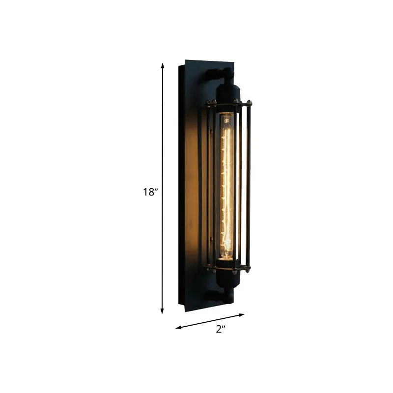 Lineaire plafondmontagelamp met kooikap, retrostijl, zwart metallic, inbouwplafondlamp Clearhalo
