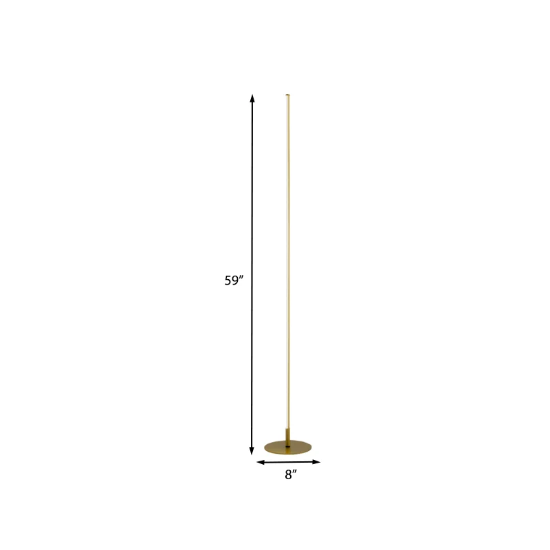 Lineaire staande lamp minimalistische metallic LED gouden vloerverlichting voor slaapkamer warm/wit licht Clearhalo