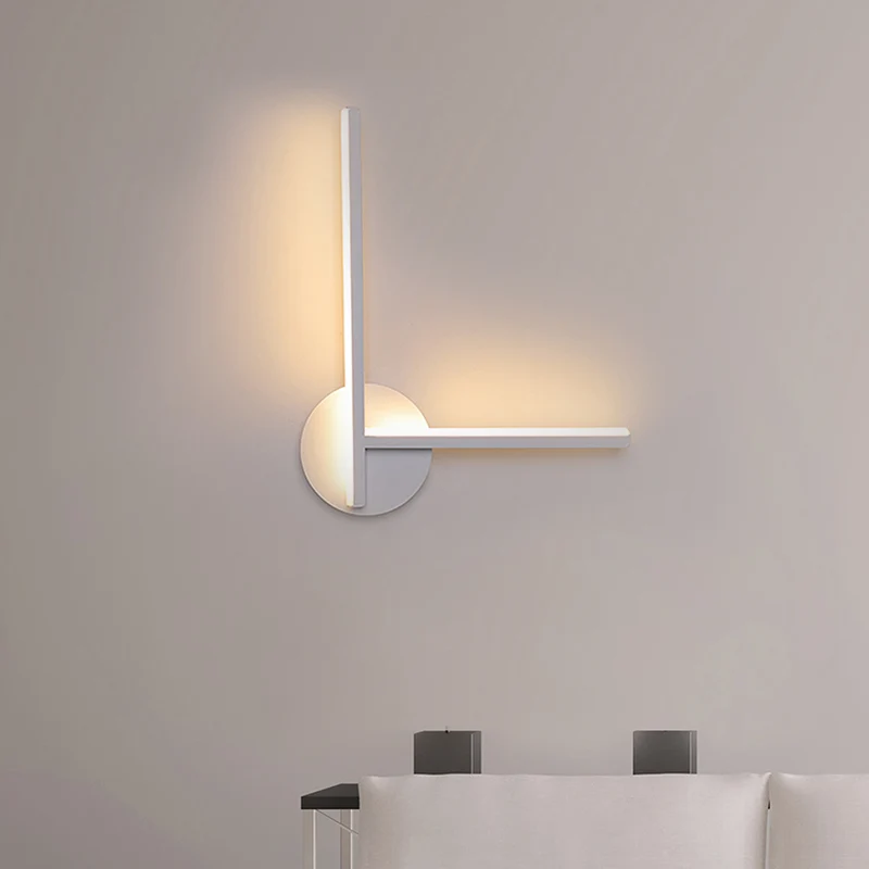 Lineaire wandlamp Minimalistisch acryl zwart/wit LED schanslicht warm/wit licht voor slaapkamer Clearhalo