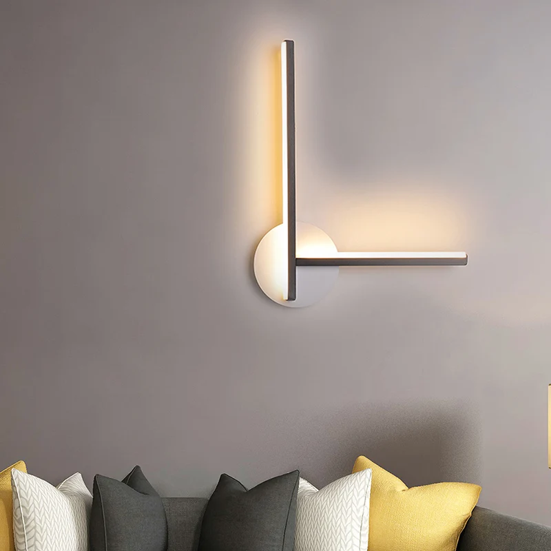 Lineaire wandlamp Minimalistisch acryl zwart/wit LED schanslicht warm/wit licht voor slaapkamer Clearhalo