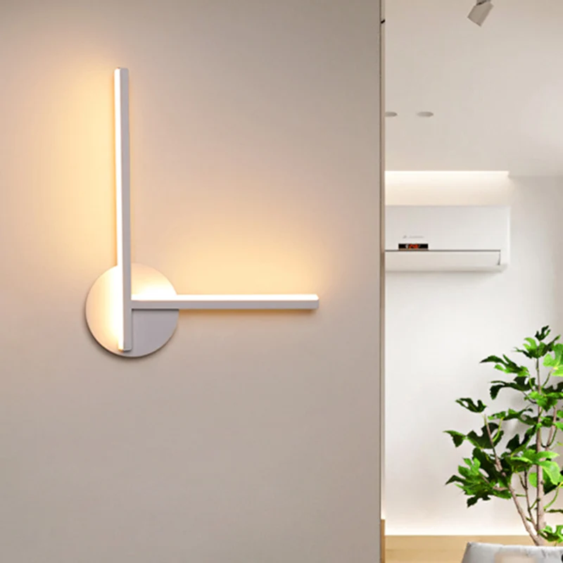 Lineaire wandlamp Minimalistisch acryl zwart/wit LED schanslicht warm/wit licht voor slaapkamer Clearhalo