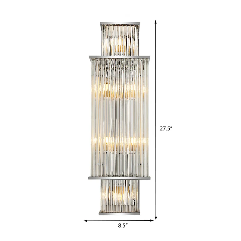 Lineaire wandlamp modernistische stijl helder kristal 6 lampen verchroomde wandverlichtingsarmatuur Clearhalo