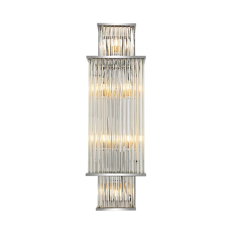 Lineaire wandlamp modernistische stijl helder kristal 6 lampen verchroomde wandverlichtingsarmatuur Clearhalo