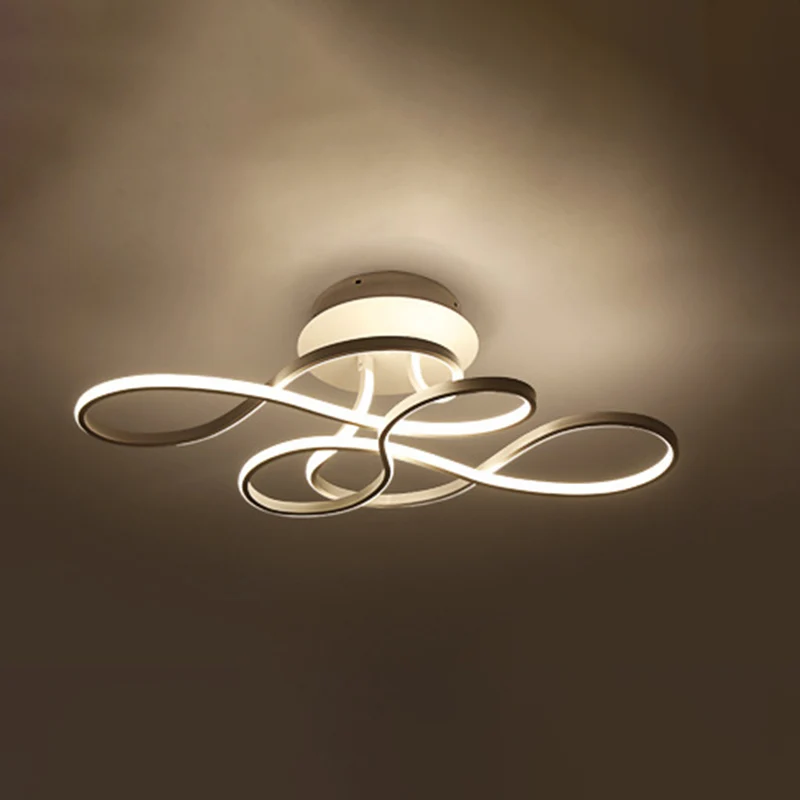 Lintvormige LED-plafondinbouw Artistieke metalen semi-gemonteerde verlichting voor slaapkamer Clearhalo