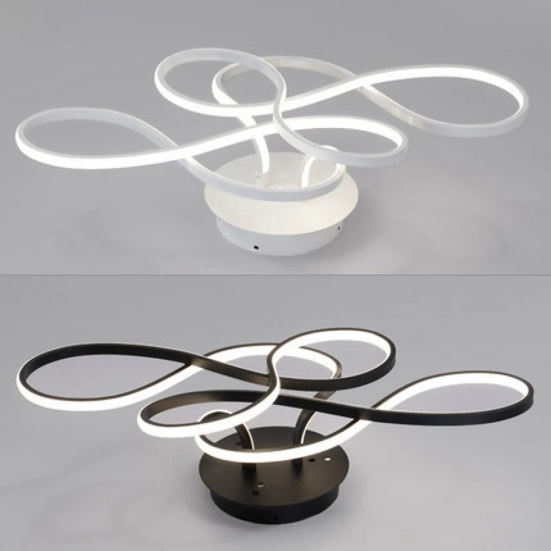 Lintvormige LED-plafondinbouw Artistieke metalen semi-gemonteerde verlichting voor slaapkamer Clearhalo