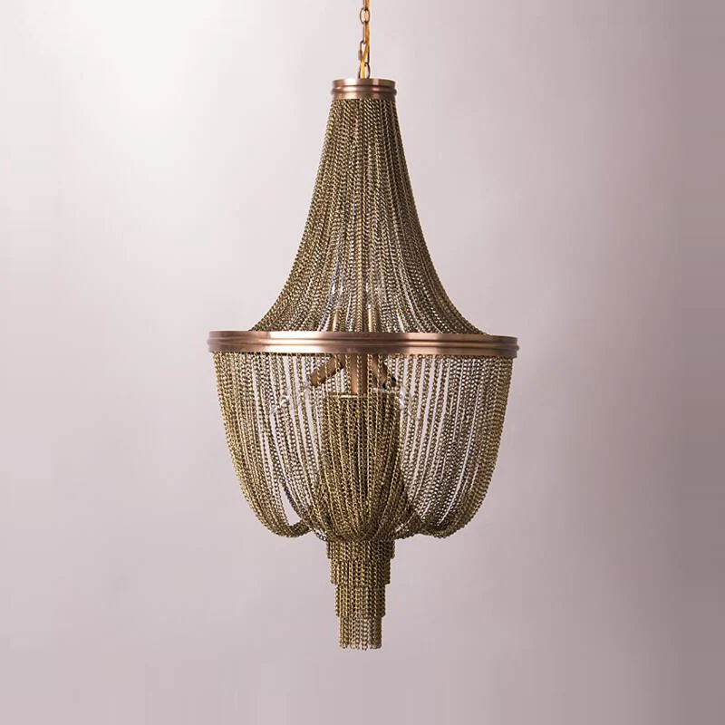 Lodge Chain Fringe kroonluchterlamp 6-lichts metalen hanglampset bruin voor woonkamer Clearhalo