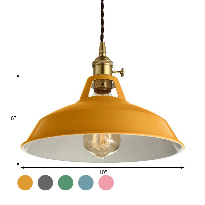 Loft-stijl schuurschaduw hanglamp 1-lichts metalen hanglamp blauw/groen voor eetkamer Clearhalo