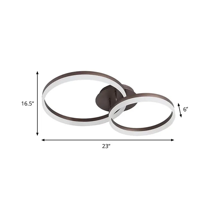 Loop slaapkamer plafondlamp acryl LED 27,5"/35,5"/43" breed minimalistisch bruin semi-inbouw warm/wit/natuurlijk licht Cle...