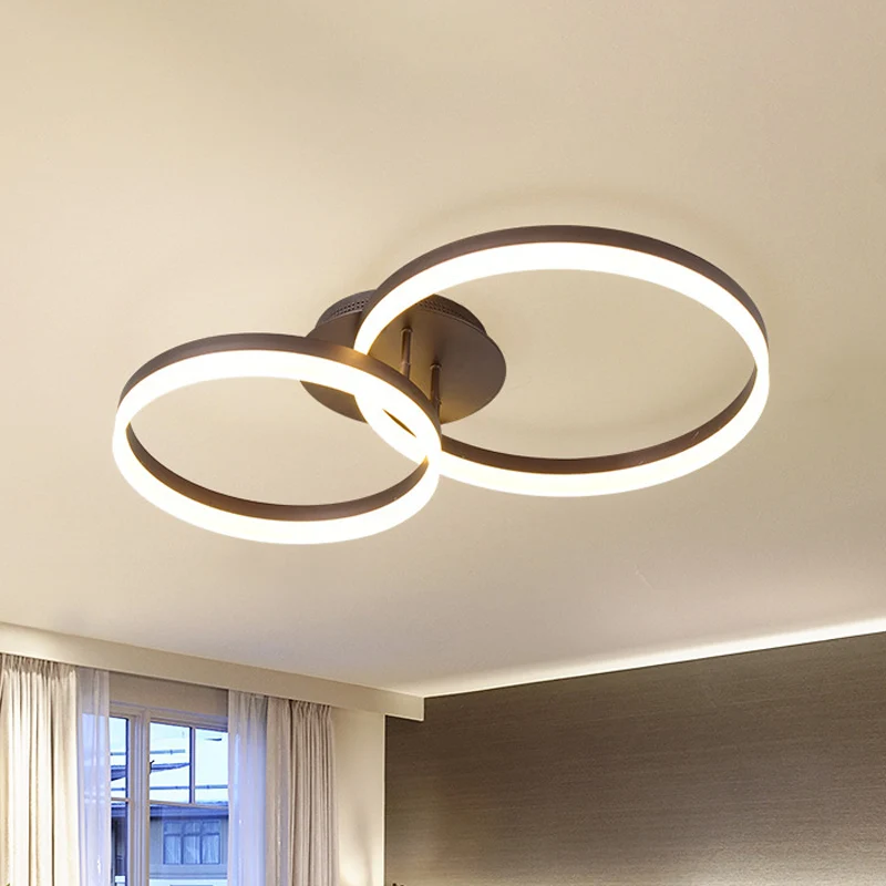 Loop slaapkamer plafondlamp acryl LED 27,5"/35,5"/43" breed minimalistisch bruin semi-inbouw warm/wit/natuurlijk licht Cle...