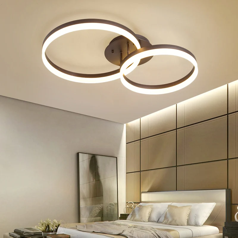 Loop slaapkamer plafondlamp acryl LED 27,5"/35,5"/43" breed minimalistisch bruin semi-inbouw warm/wit/natuurlijk licht Cle...