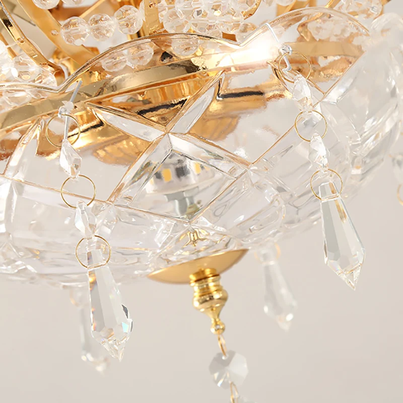 Lotus Corridor hanglamp kristal 1 licht eigentijds hangend plafondlicht goud Clearhalo