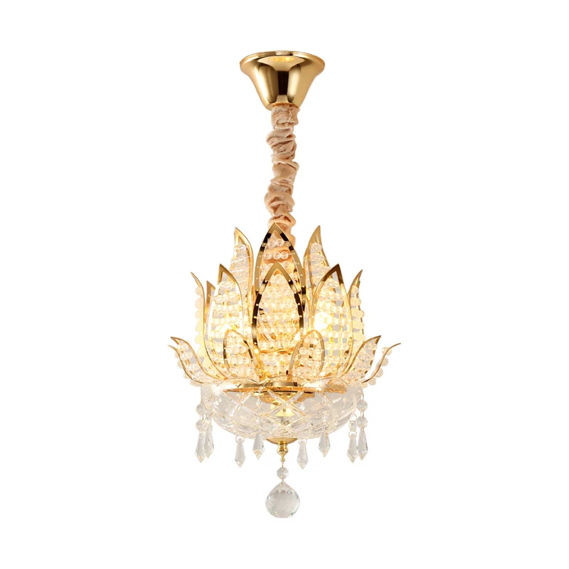 Lotus Corridor hanglamp kristal 1 licht eigentijds hangend plafondlicht goud Clearhalo