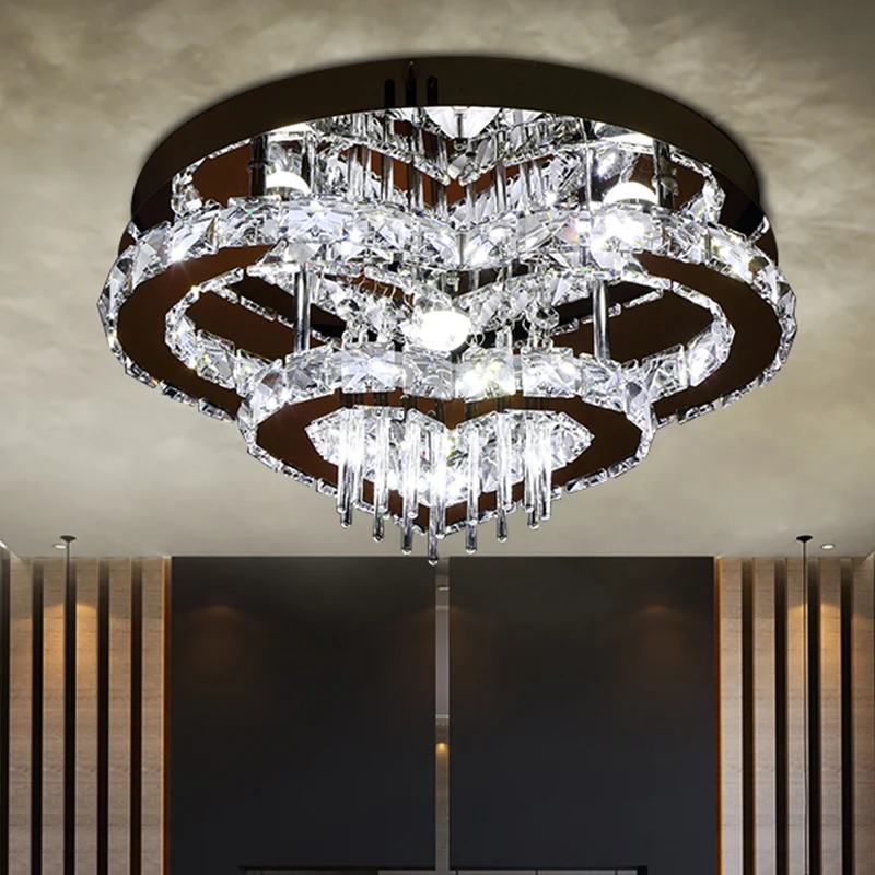Loving Heart plafondgemonteerd armatuur Eenvoudig kristallen blok en staaf LED chroom inbouwlicht Clearhalo