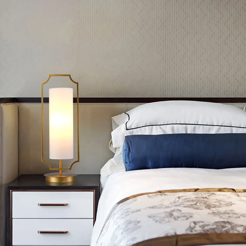Luxe cilinder nachtkastje verlichting metaal 1 kop woonkamer nachtkastje licht wit Clearhalo