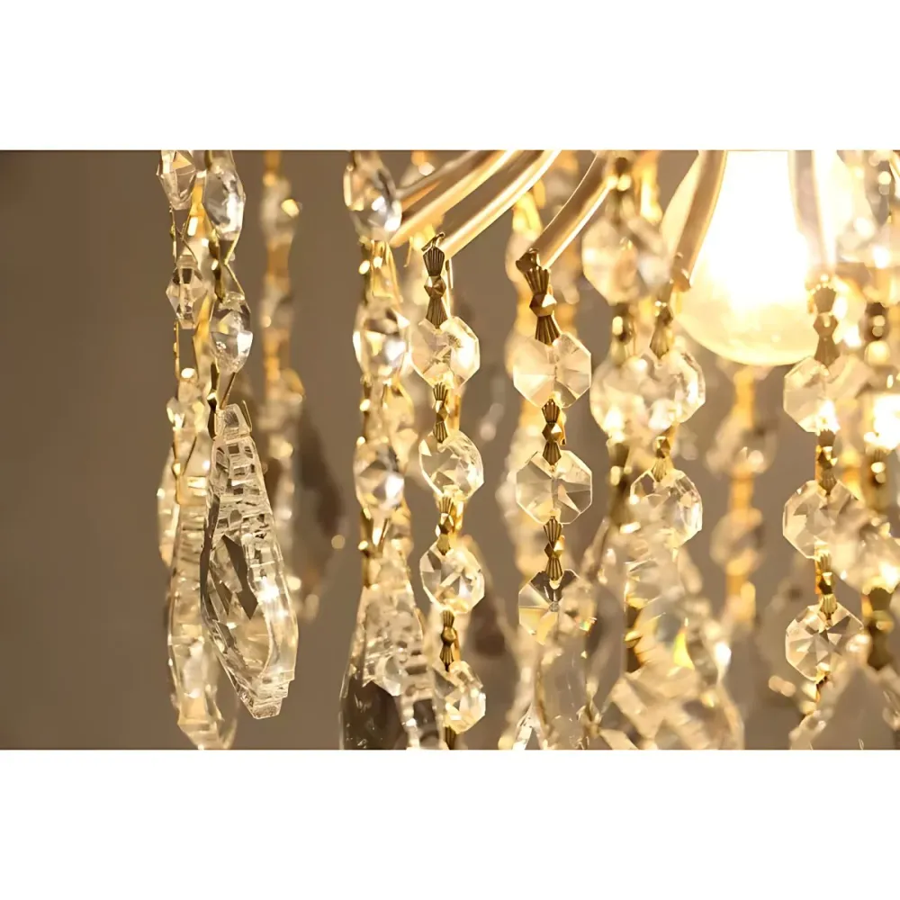 Luxe regendruppel hanglamp met helder kristal metaal 1 licht witte plafondhanger voor de kleuterschool Clearhalo