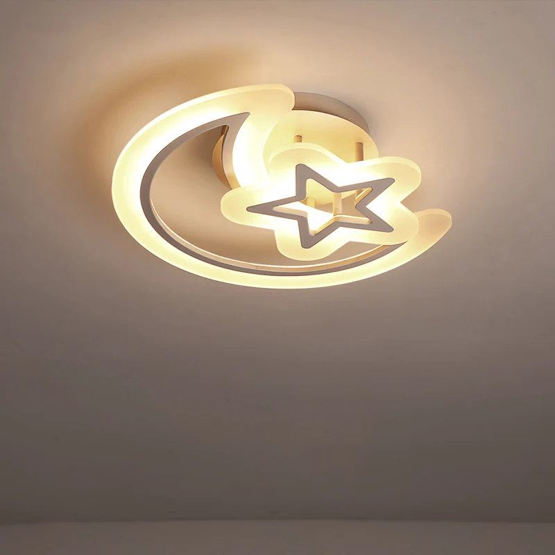 Maan en ster acryl plafondlamp kinderstijl witte LED semi-inbouwlamp voor slaapkamer Clearhalo