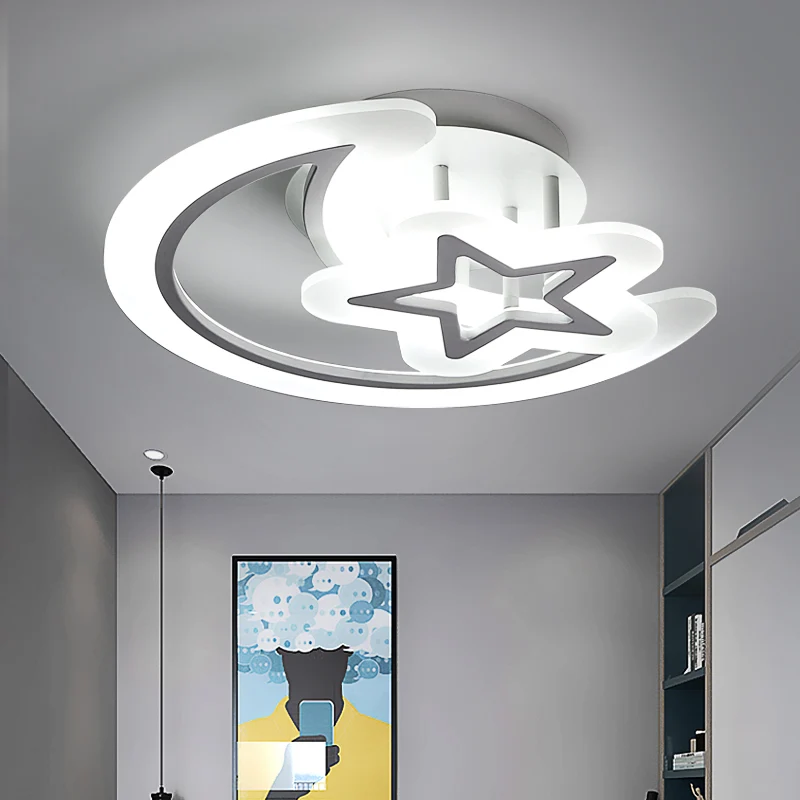 Maan en ster acryl plafondlamp kinderstijl witte LED semi-inbouwlamp voor slaapkamer Clearhalo