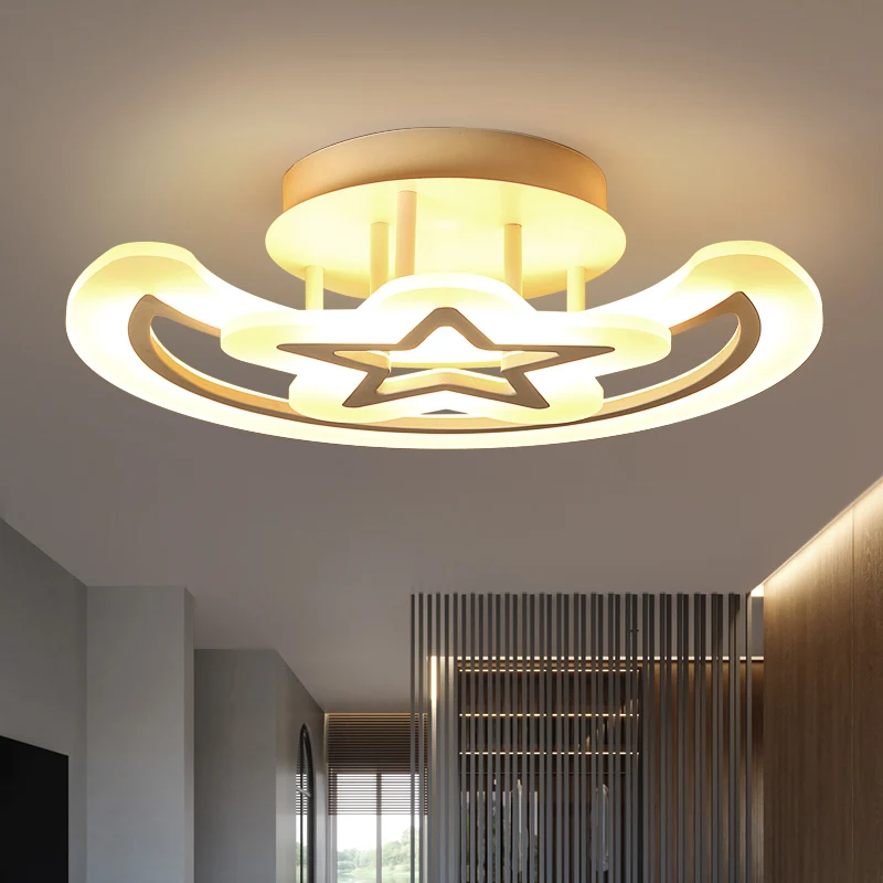 Maan en ster acryl plafondlamp kinderstijl witte LED semi-inbouwlamp voor slaapkamer Clearhalo