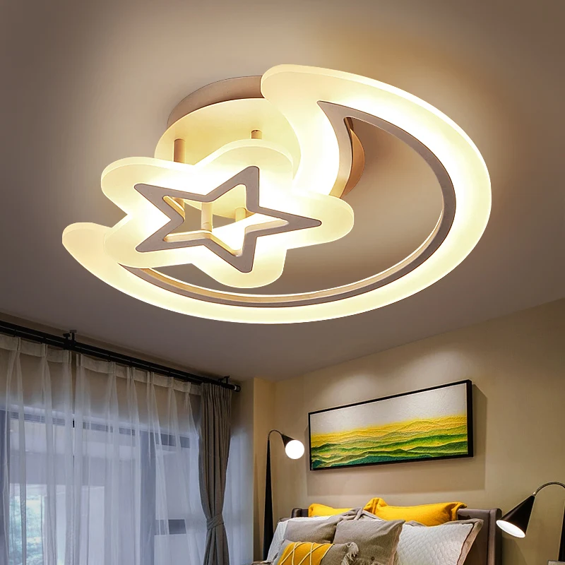 Maan en ster acryl plafondlamp kinderstijl witte LED semi-inbouwlamp voor slaapkamer Clearhalo
