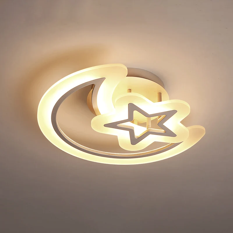 Maan en ster acryl plafondlamp kinderstijl witte LED semi-inbouwlamp voor slaapkamer Clearhalo