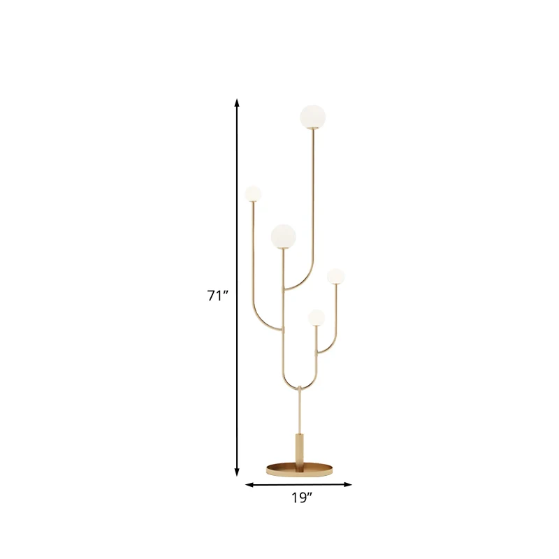 Macaron Cactus Stand-up lichte metalen LED-leeslamp voor slaapkamer met bol opaal glazen kap messing Clearhalo