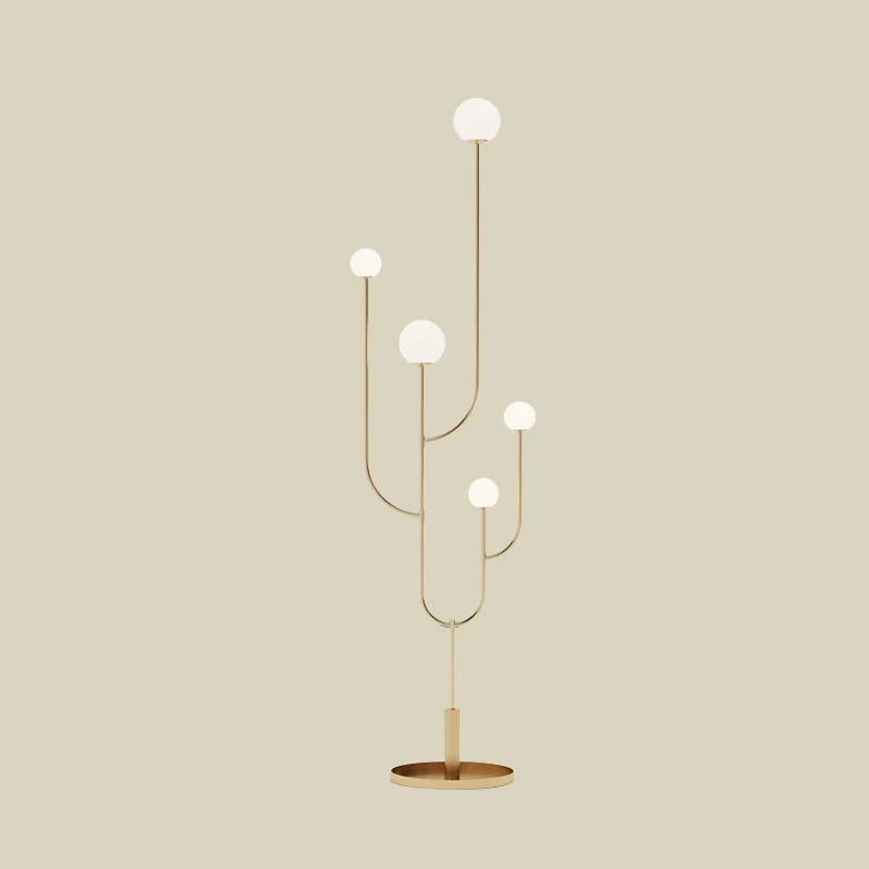 Macaron Cactus Stand-up lichte metalen LED-leeslamp voor slaapkamer met bol opaal glazen kap messing Clearhalo