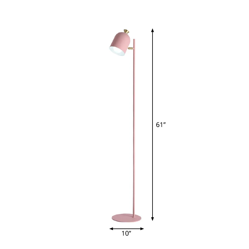 Macaron Cloche-vormige vloerlamp metaal 1-kops staande lamp voor woonkamer met verstelbaar scharnier Clearhalo