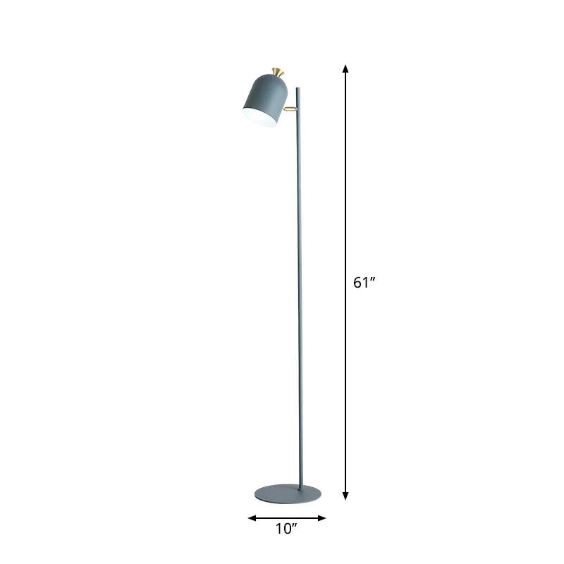 Macaron Cloche-vormige vloerlamp metaal 1-kops staande lamp voor woonkamer met verstelbaar scharnier Clearhalo