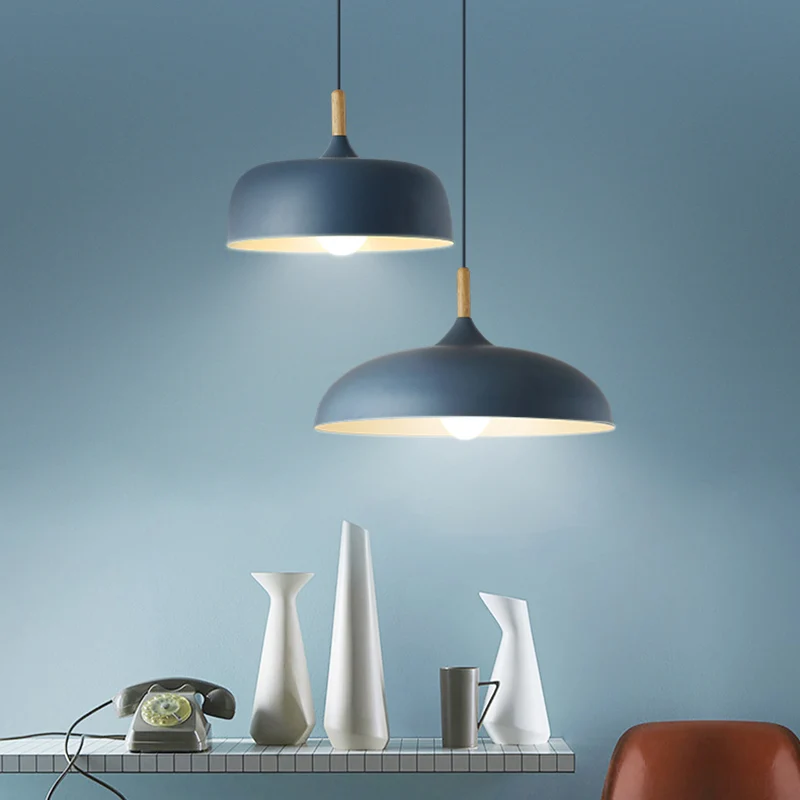 Macaron Color moderne LED-plafondlamp LED-hangende hanglamp met houten lampfitting Clearhalo