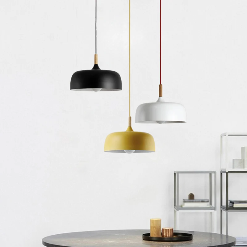 Macaron Color moderne LED-plafondlamp LED-hangende hanglamp met houten lampfitting Clearhalo