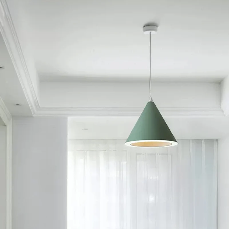 Macaron Cone LED-pendulelamp Aluminium eettafel Plafond-hanglamp grijs/wit/roze Clearhalo