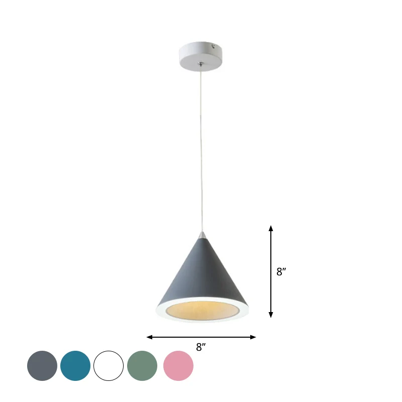 Macaron Cone LED-pendulelamp Aluminium eettafel Plafond-hanglamp grijs/wit/roze Clearhalo